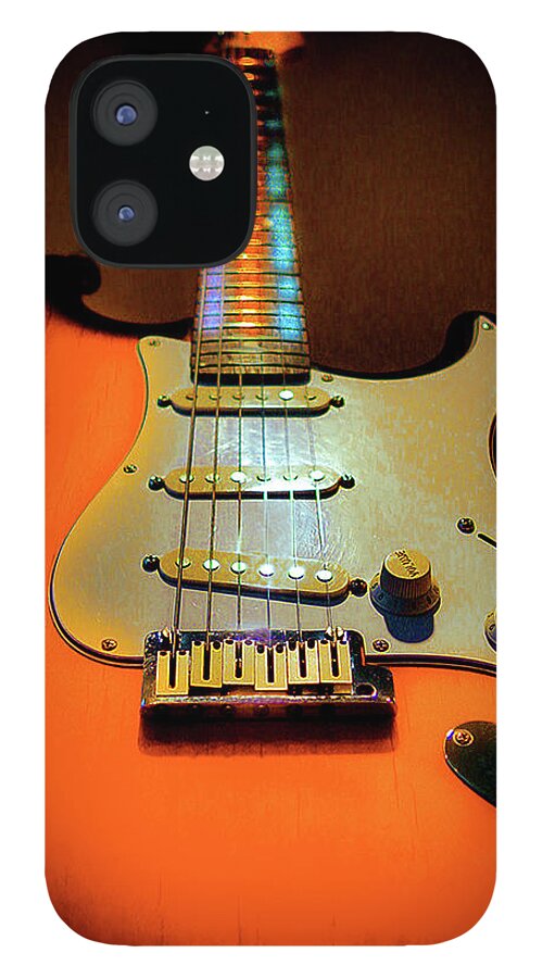 Guitar iPhone 12 Case featuring the digital art Stratocaster TriBurst Glow Neck Series by Guitarwacky Fine Art