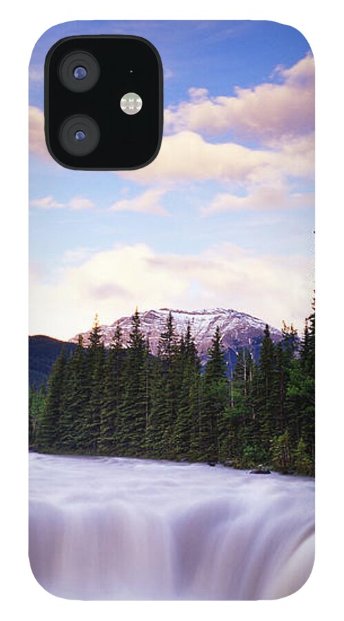 Panoramic iPhone 12 Case featuring the photograph Summer Waterfall In Mountains by Jason v