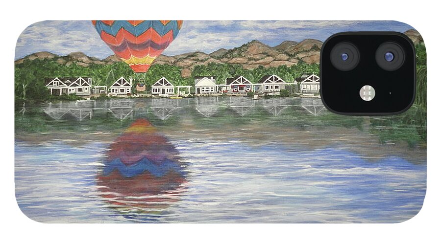 Hot Air Balloon iPhone 12 Case featuring the painting Sundog Splash and Dash by Bonnie Peacher