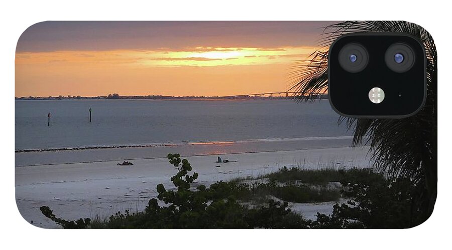 Beach iPhone 12 Case featuring the photograph Sunset at the Beach by Karen Stansberry