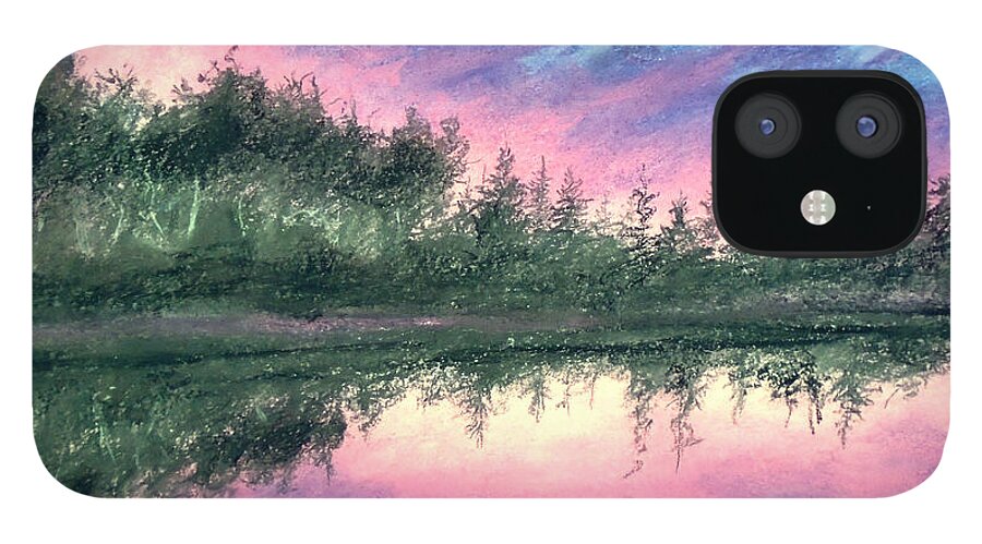 Chromatic Sunset iPhone 12 Case featuring the painting Sunset Gush by Jen Shearer