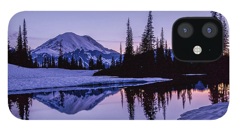 Mount Rainier National Park iPhone 12 Case featuring the photograph Mount Rainier Sunset Reflections by Emerita Wheeling