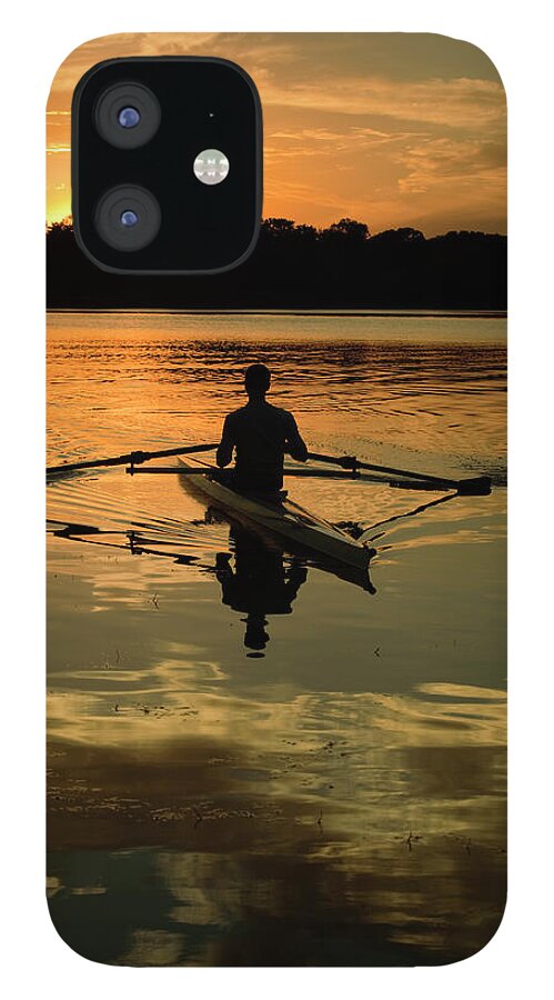 Young Men iPhone 12 Case featuring the photograph Sunset Sculling In Minneapolis Minnesota by Yinyang