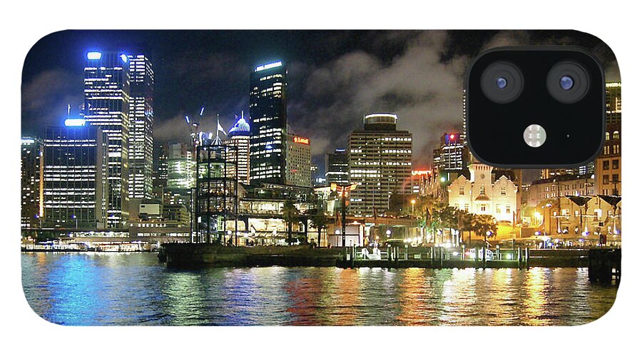 Outdoors iPhone 12 Case featuring the photograph Sydney Harbour At Night - Circular Quay by Gregory Adams