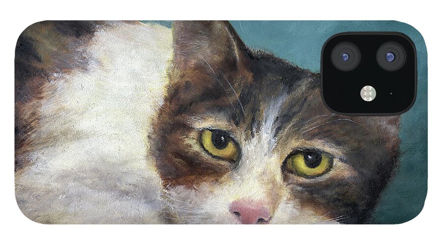 Cat iPhone 12 Case featuring the painting Taco by Nancy Strahinic