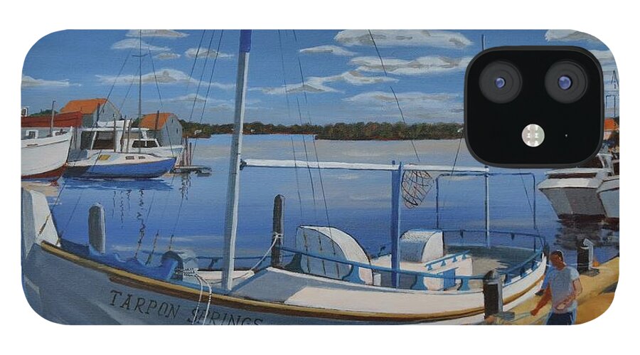 Summer iPhone 12 Case featuring the painting Tarpon Springs Sponger by David Gilmore