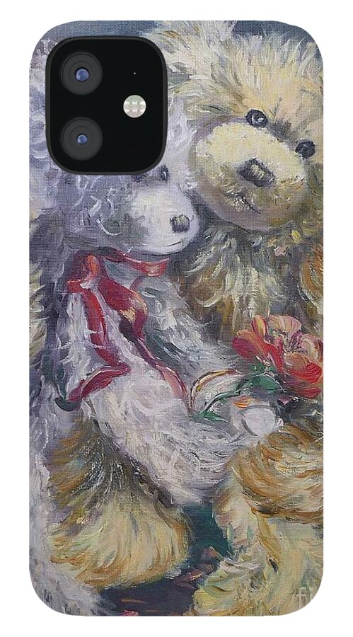 Teddy Bear iPhone 12 Case featuring the painting Teddy Bear Honeymooon by Ryn Shell