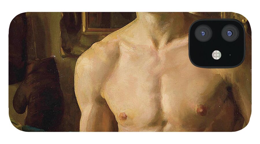 Konstantin Somov iPhone 12 Case featuring the painting The Boxer by Konstantin Somov