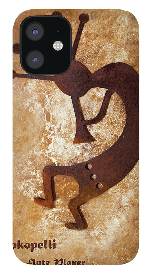 Kokopelli The Flute Player iPhone 12 Case featuring the digital art The Flute Player Kokopelli by Barbara Snyder