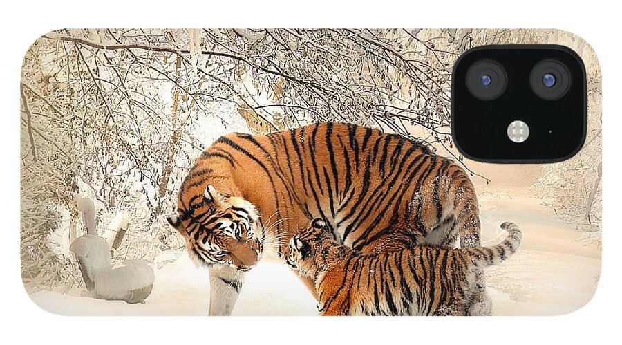  iPhone 12 Case featuring the photograph Tiger family by Top Wallpapers