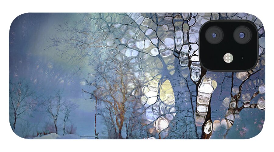 Tree iPhone 12 Case featuring the digital art Tree Spirits in a Winter Night by Tara Turner