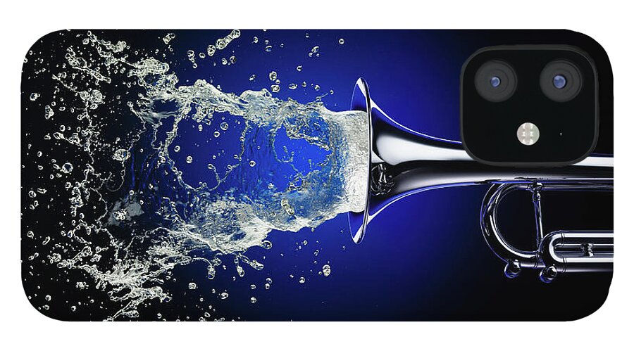 Spray iPhone 12 Case featuring the photograph Trumpet With Water Splash by Jack Andersen