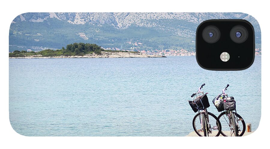 Scenics iPhone 12 Case featuring the photograph Two Bicycles On A Pier In Croatia by Carolin Voelker