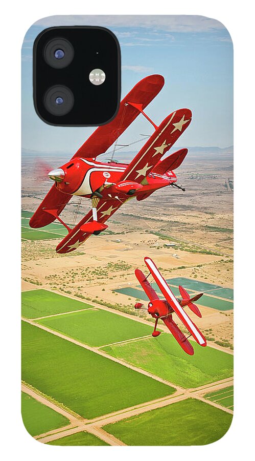 Scenics iPhone 12 Case featuring the photograph Two Pitts Special S-2a Aerobatic by Scott Germain/stocktrek Images