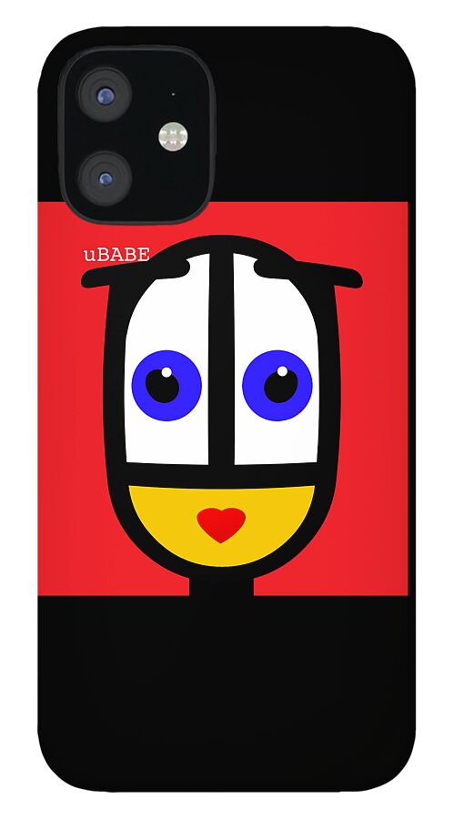 Ubabe T-shirt iPhone 12 Case featuring the digital art Ubabe Red by Ubabe Style