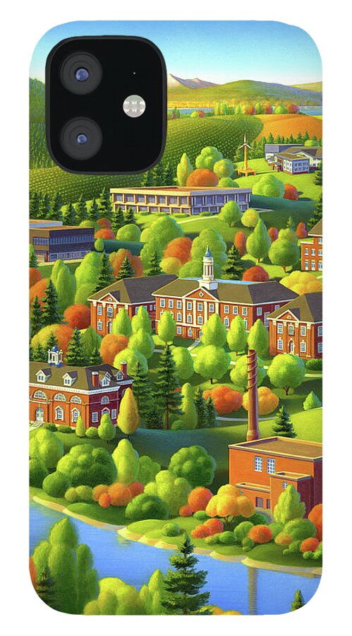 Umaine iPhone 12 Case featuring the painting University of Maine by Robin Moline