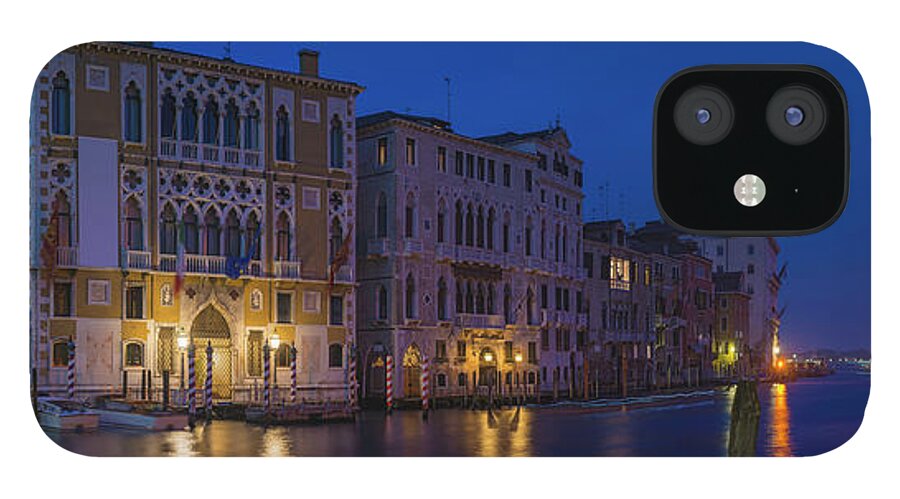 Panoramic iPhone 12 Case featuring the photograph Venice Grand Canal Palazzo Villas by Fotovoyager