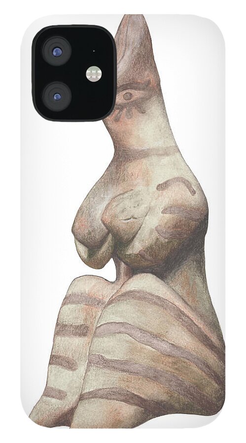 Venus iPhone 12 Case featuring the drawing Venus of Tell Halaf by Nikita Coulombe