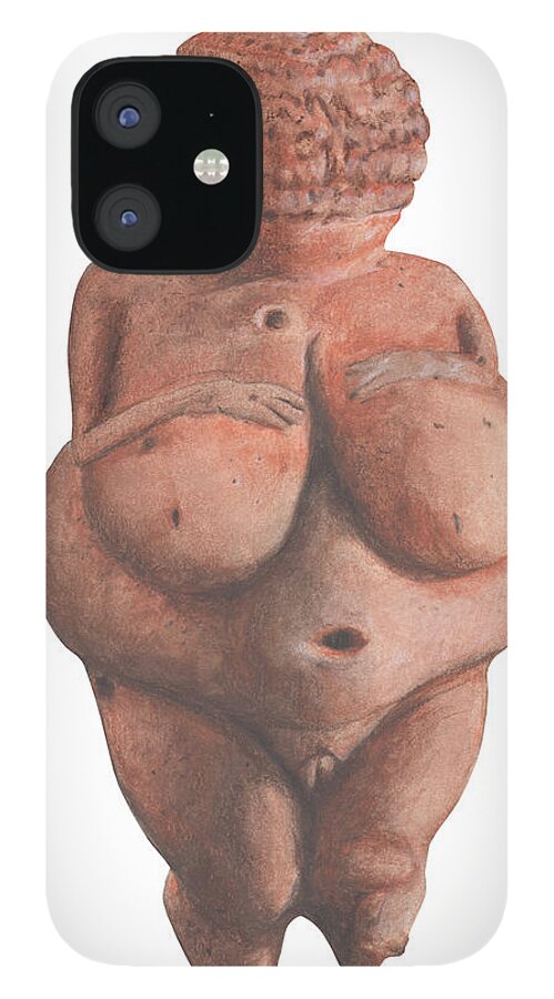 Venus iPhone 12 Case featuring the drawing Venus of Willendorf by Nikita Coulombe