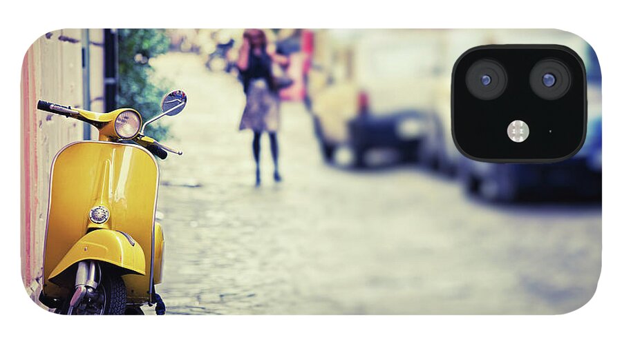 People iPhone 12 Case featuring the photograph Vespa Scooter In Rome, Italy by Zodebala