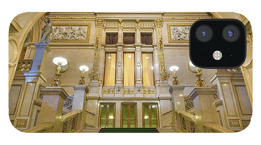 History iPhone 12 Case featuring the photograph Vienna Opera House, The Main Hall by Sylvain Sonnet