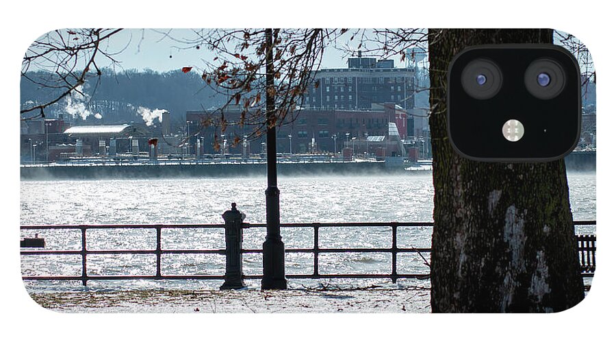 Mississippi River iPhone 12 Case featuring the photograph View across the Mississippi River Winter by Sandra J's