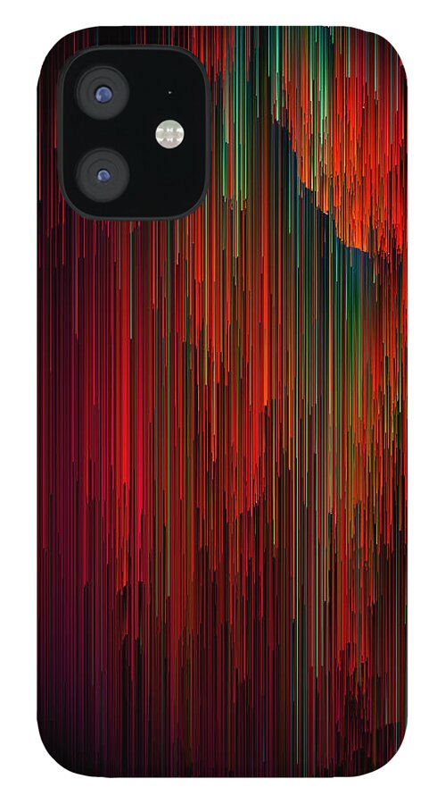 Glitch iPhone 12 Case featuring the digital art Volcanic Glitches - Abstract Pixel Art by Jennifer Walsh