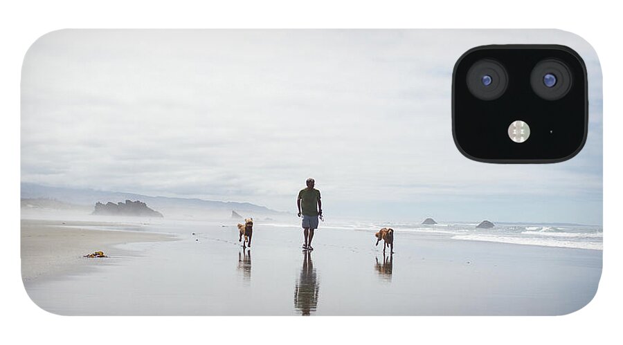 Shadow iPhone 12 Case featuring the photograph Walking On The Beach With Dogs by Photo By Jules Clark