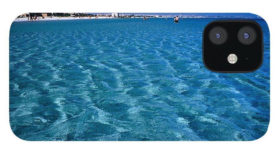 Water's Edge iPhone 12 Case featuring the photograph Water Shallows At Poetto Beach by Dallas Stribley