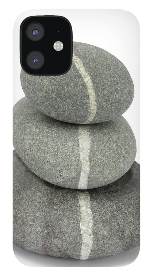 Tranquility iPhone 12 Case featuring the photograph White Quartz Veins In Pebbles Link by Rosemary Calvert