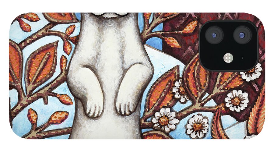 Animal Portrait iPhone 12 Case featuring the painting Winter Weasel by Amy E Fraser