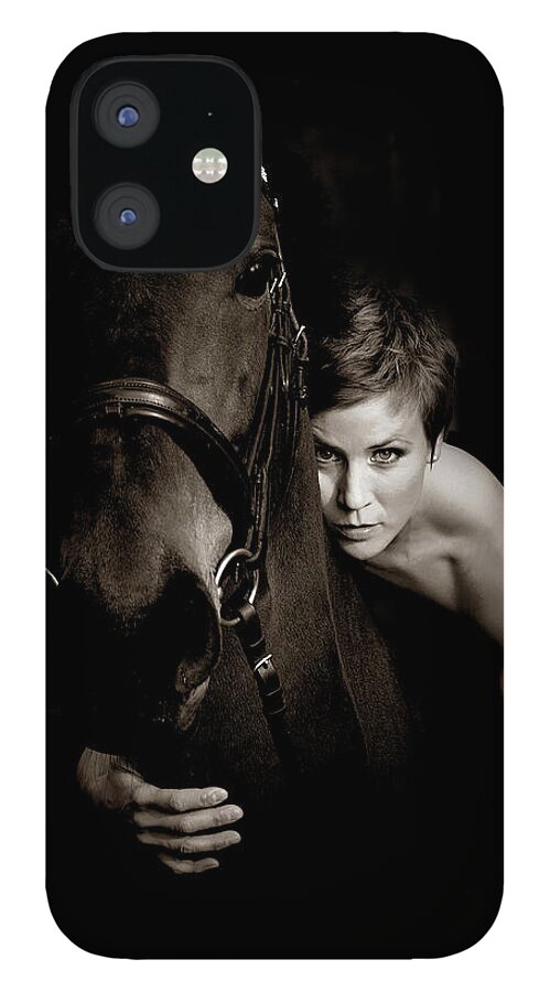 Horse iPhone 12 Case featuring the photograph Woman On Horse by Www.wm Artphoto.se
