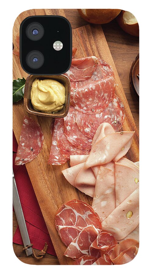 California iPhone 12 Case featuring the photograph Wooden Platter With Sliced Deli Meats by Lisa Romerein