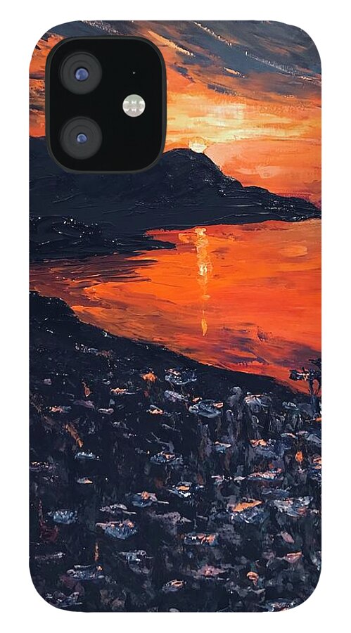 Sunset iPhone 12 Case featuring the painting You make the sunset shout for joy by Ovidiu Ervin Gruia