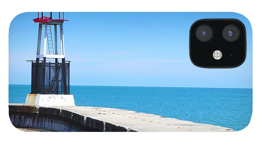 Architecture iPhone 12 Case featuring the photograph Chicago Skyline North Avenue Beach Pier #2 by Patrick Malon