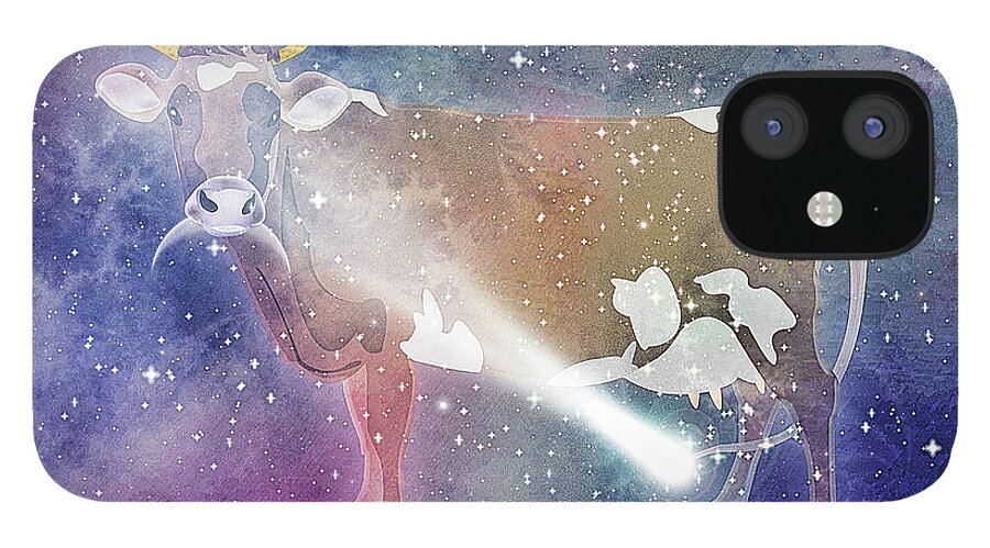 Symbolic Digital Art iPhone 12 Case featuring the digital art Cow #2 by Harald Dastis