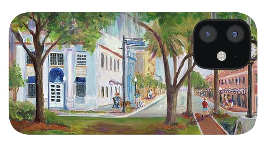Sebring Florida iPhone 12 Case featuring the painting Downtown Sebring Morning #1 by Linda Kegley