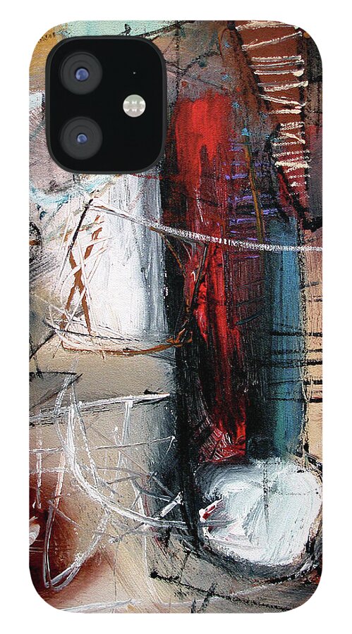 Abstract iPhone 12 Case featuring the painting Fast Play #1 by Jim Stallings