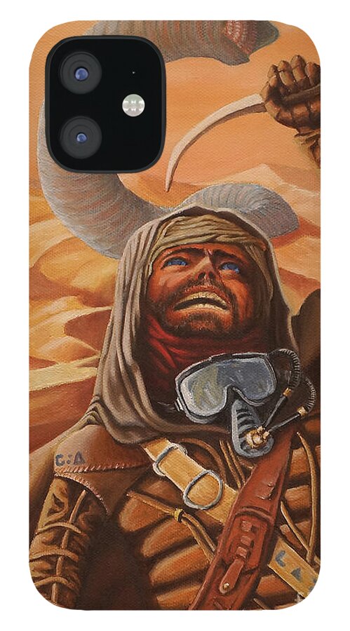 Dune iPhone 12 Case featuring the painting Fremen Warrior of Dune by Ken Kvamme