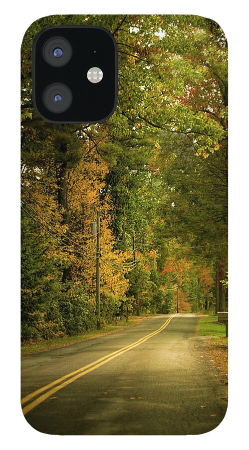 New England iPhone 12 Case featuring the photograph Granby, Massachusetts road in autumn #1 by Cordia Murphy