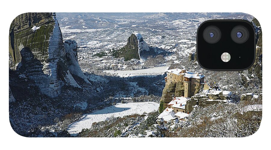 Meteora iPhone 12 Case featuring the photograph Meteora in winter #1 by Sean Hannon