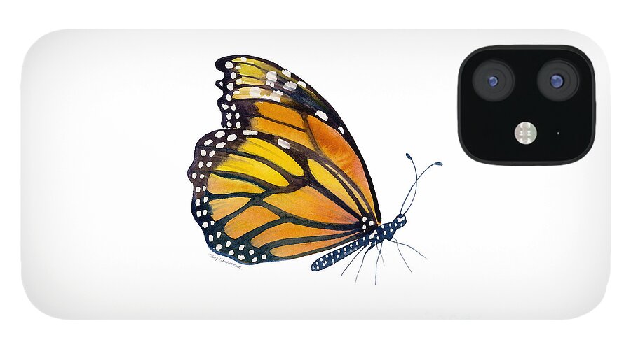 Monarch Butterfly iPhone 12 Case featuring the painting 103 Perched Monarch Butterfly by Amy Kirkpatrick