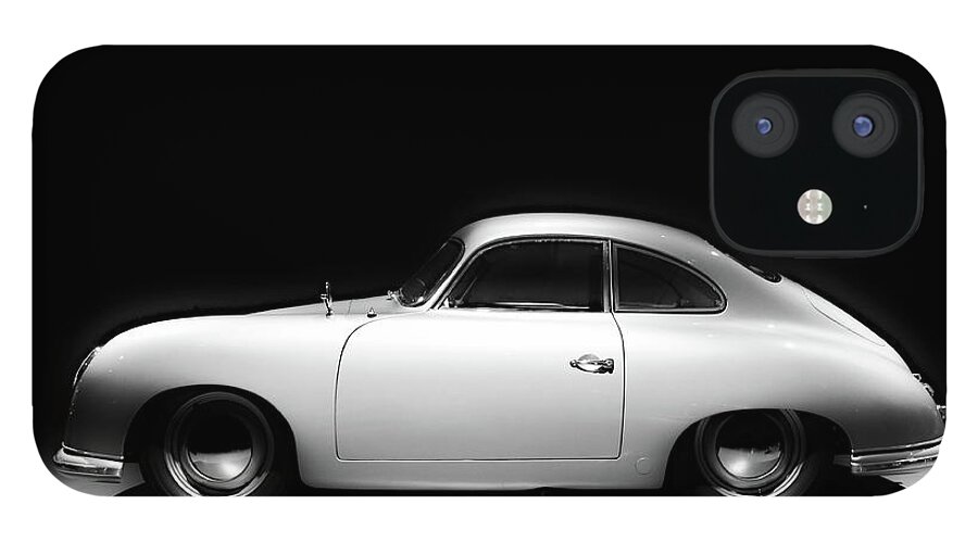 Porsche iPhone 12 Case featuring the photograph 1952 Porsche 356 b/w by Peter Kraaibeek