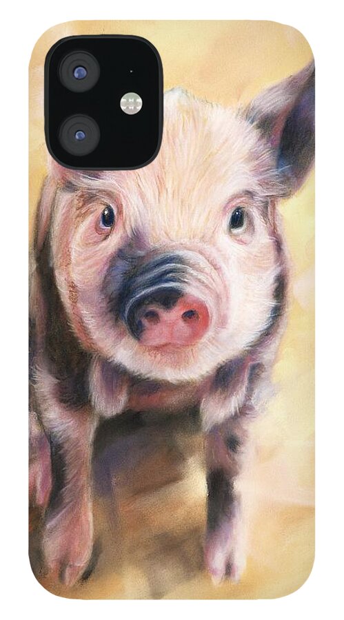 Pig iPhone 12 Case featuring the pastel Piglet by Kirsty Rebecca
