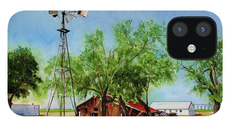 Placer Arts iPhone 12 Case featuring the painting #506 Algeos Barn #506 by William Lum