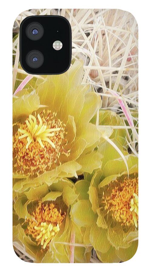 Flower iPhone 12 Case featuring the photograph Above It All - Flowering Barrel Cactus by Rebecca Herranen