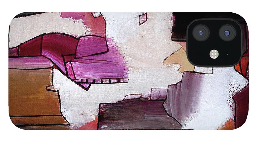 Abstract iPhone 12 Case featuring the painting Aerial Boundries by Jim Stallings