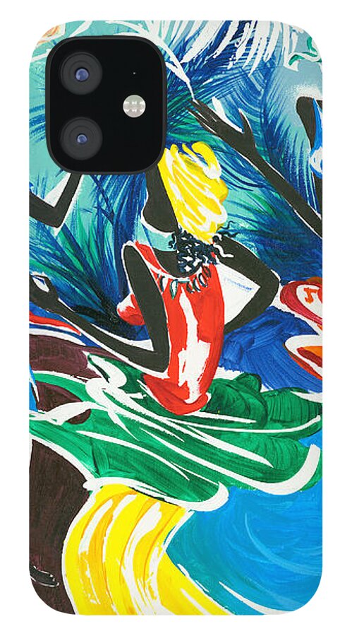 Canvas Prints iPhone 12 Case featuring the painting African Dancers No. 1 by Elisabeta Hermann