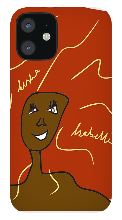 Afro iPhone 12 Case featuring the digital art Afro Love II by Aisha Isabelle