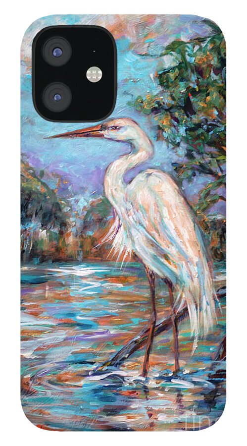 Beach iPhone 12 Case featuring the painting Afternoon Egret by Linda Olsen